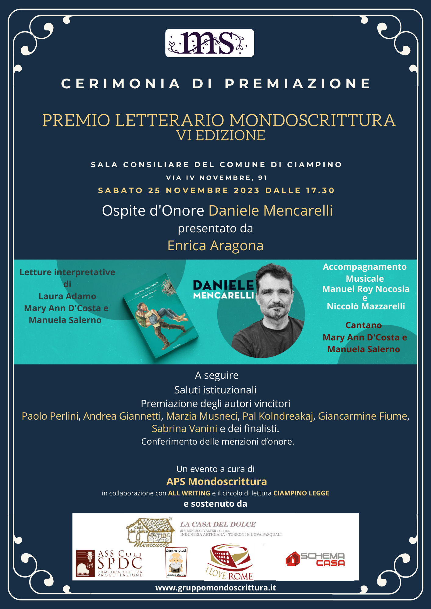 Cerimonia di Premiazione PREMIO MONDOSCRITTURA