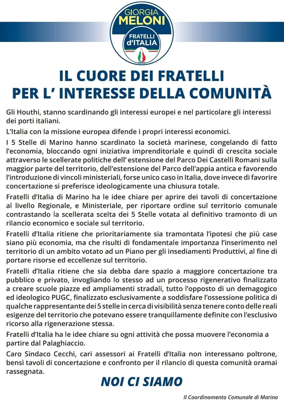 manifesto fratelli d'italia marino