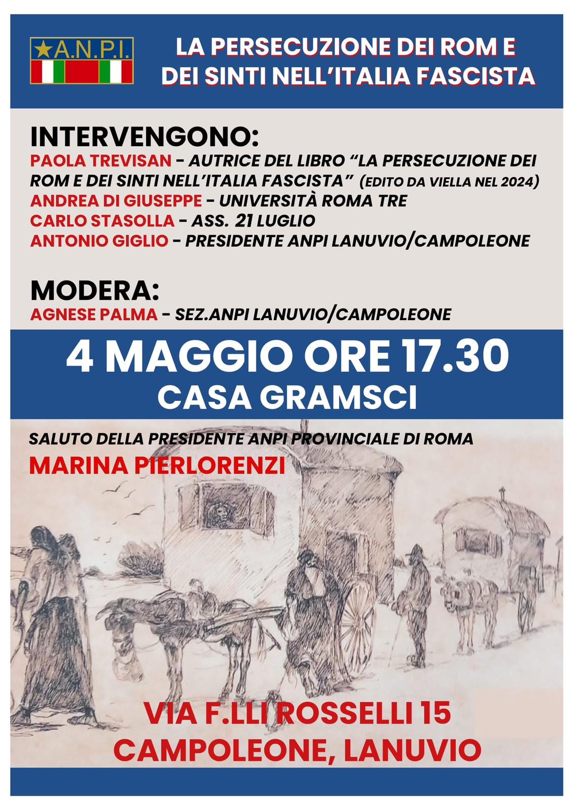 "La persecuzione dei rom e dei sinti nell'Italia Fascista": sabato 4 maggio l'incontro organizzato dall'ANPI