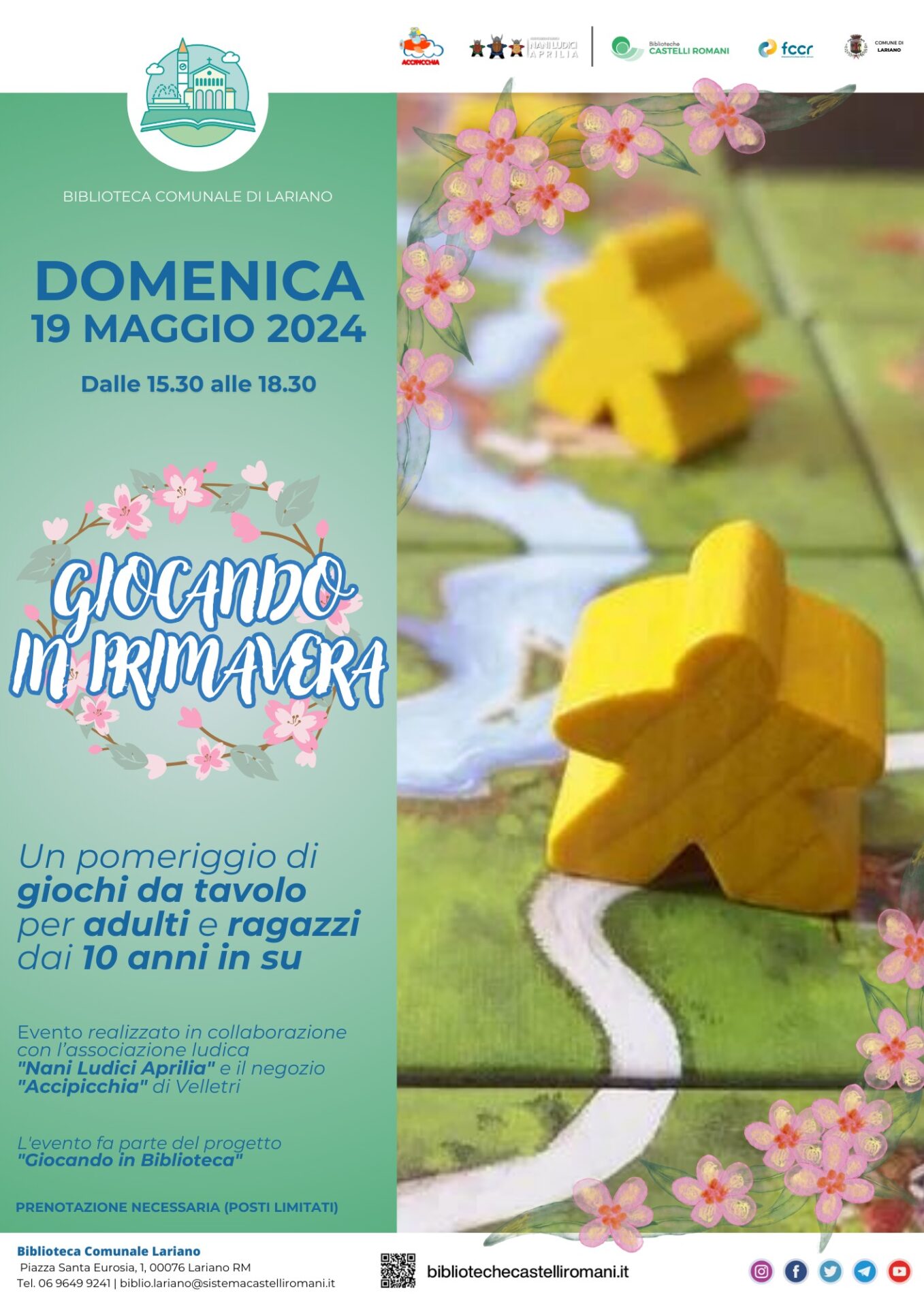 Lariano. “Giocando in Primavera”: un pomeriggio di giochi da tavolo. Appuntamento domenica 19 maggio