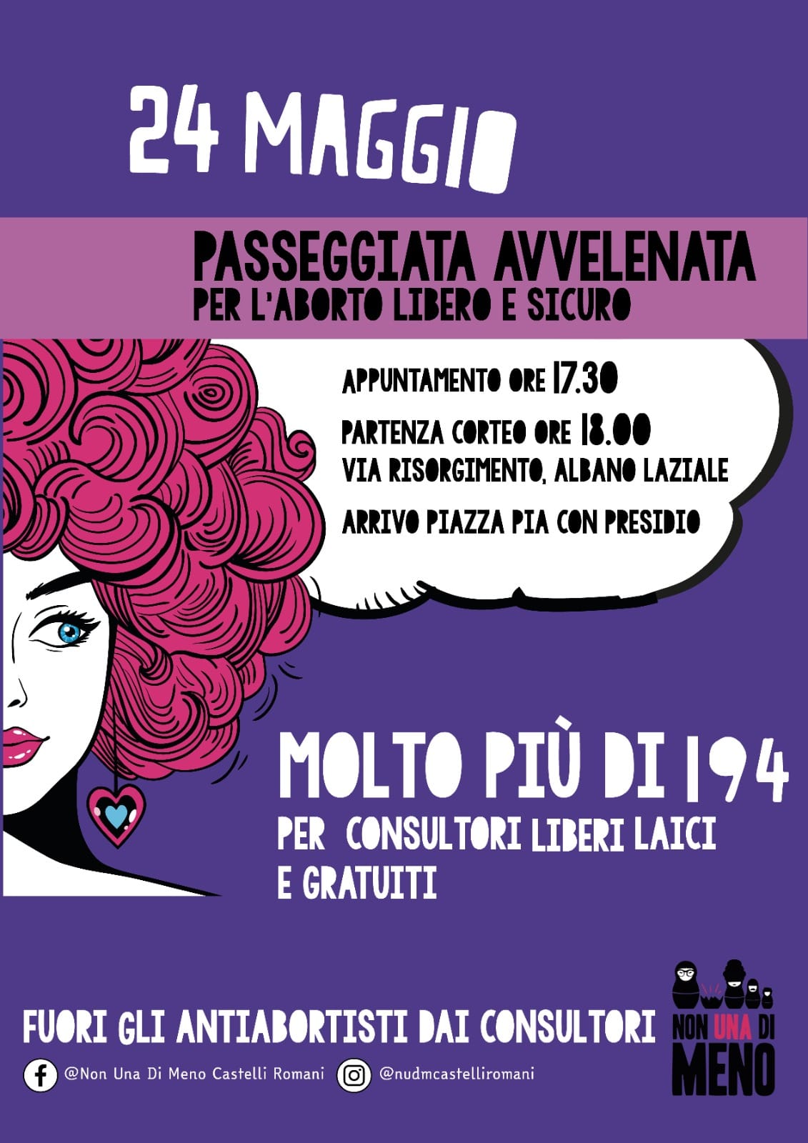 Domani la "Passeggiata avvelenata" ad Albano Laziale, il corteo in difesa del diritto all'aborto