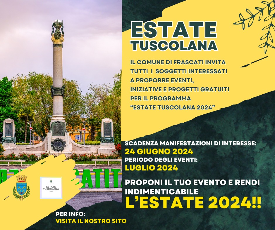 Scopri come partecipare al bando del Comune di Frascati per eventi culturali gratuiti nell'ambito del programma "Estate Tuscolana 2024". Scadenza il 24 giugno 2024.

