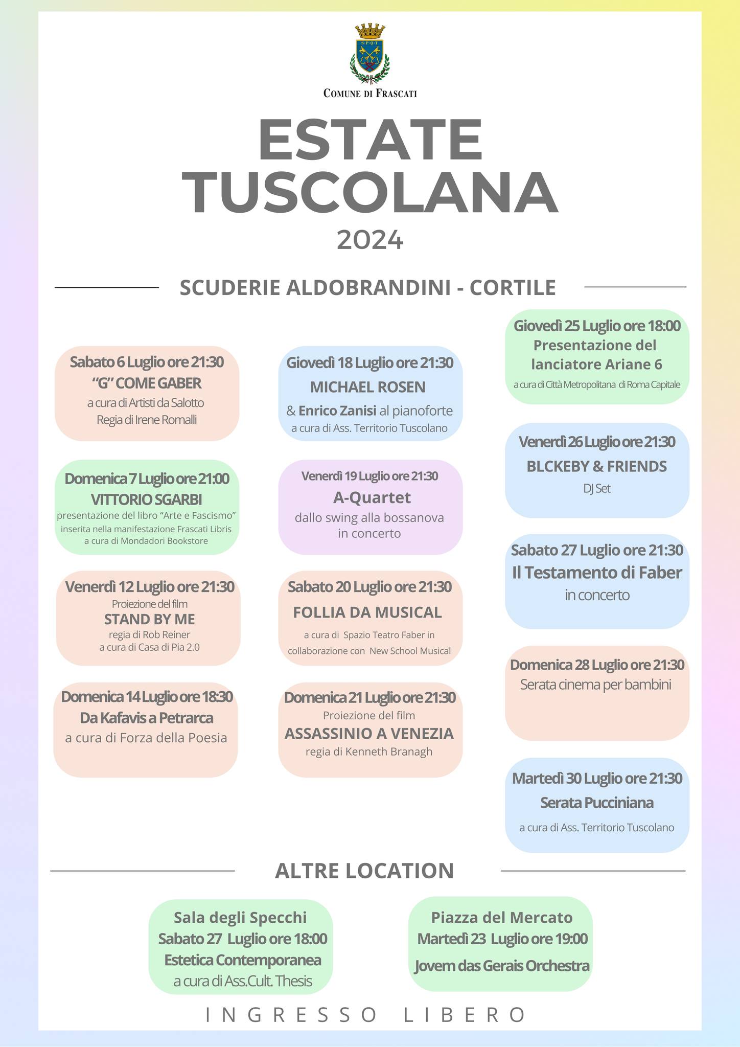 "Estate Tuscolana 2024": Frascati si accende di cultura e divertimento