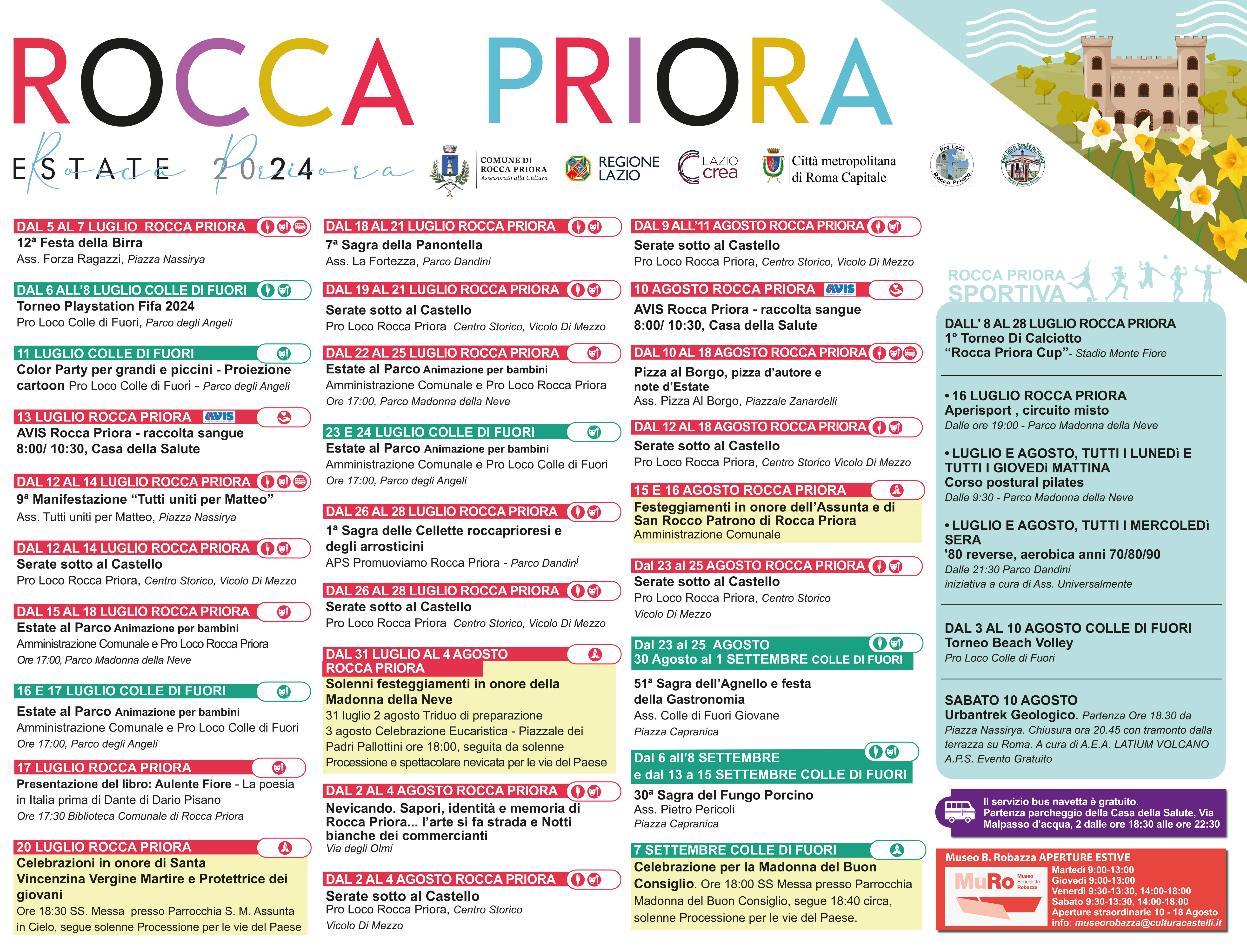 Il Comune di Rocca Priora presenta il calendario degli eventi estivi