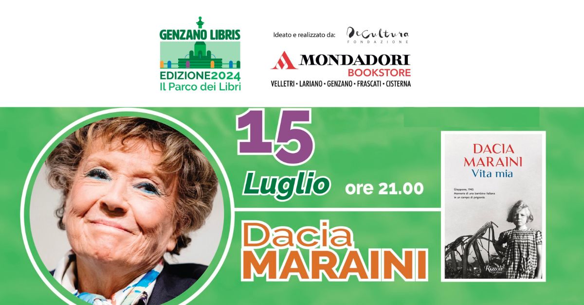 Genzano di Roma. Lunedì 15 luglio Dacia Maraini presenta 