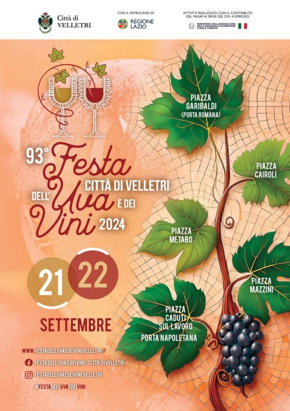 Locandina della Festa dell'Uva e dei Vini della Città di Velletri, edizione 2024