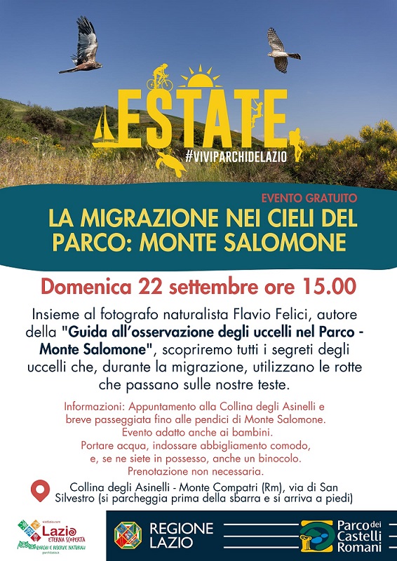 Parco dei Castelli Romani - Locandina Migrazione nei cieli del Parco 