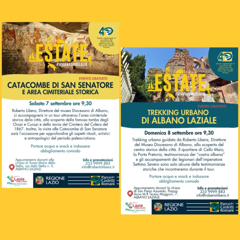 Locandina degli eventi organizzati dal Parco dei Castelli Romani ad Albano Laziale