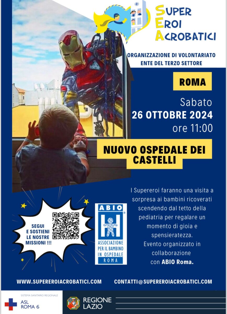 Locandina dell'evento organizzato dai SuperEroiAcrobatici al Nuovo Ospedale dei Castelli