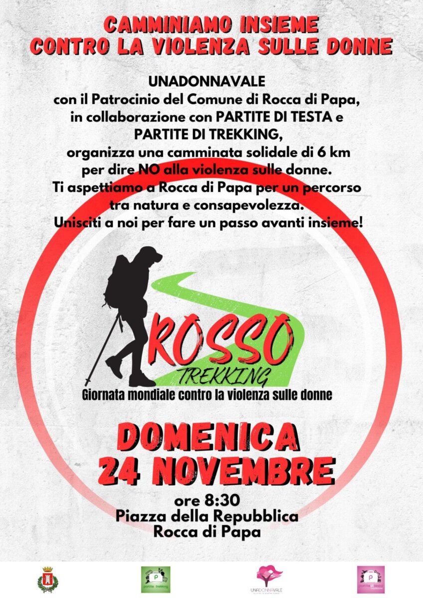 Locandina dell'evento "Rosso Trekking" a Rocca di Papa