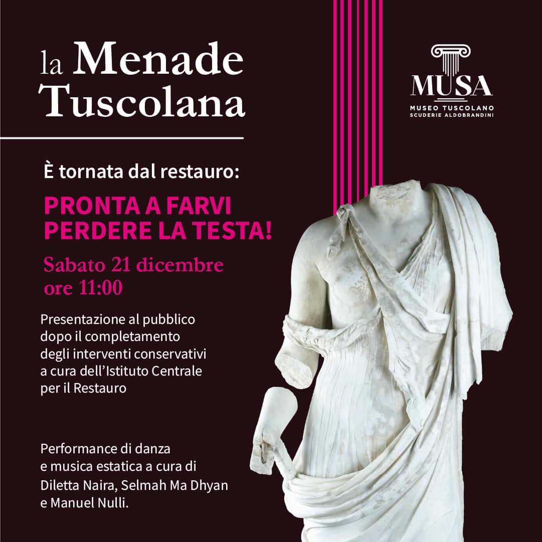 Locandina evento di presentazione della Menade Tuscolana a Frascati.