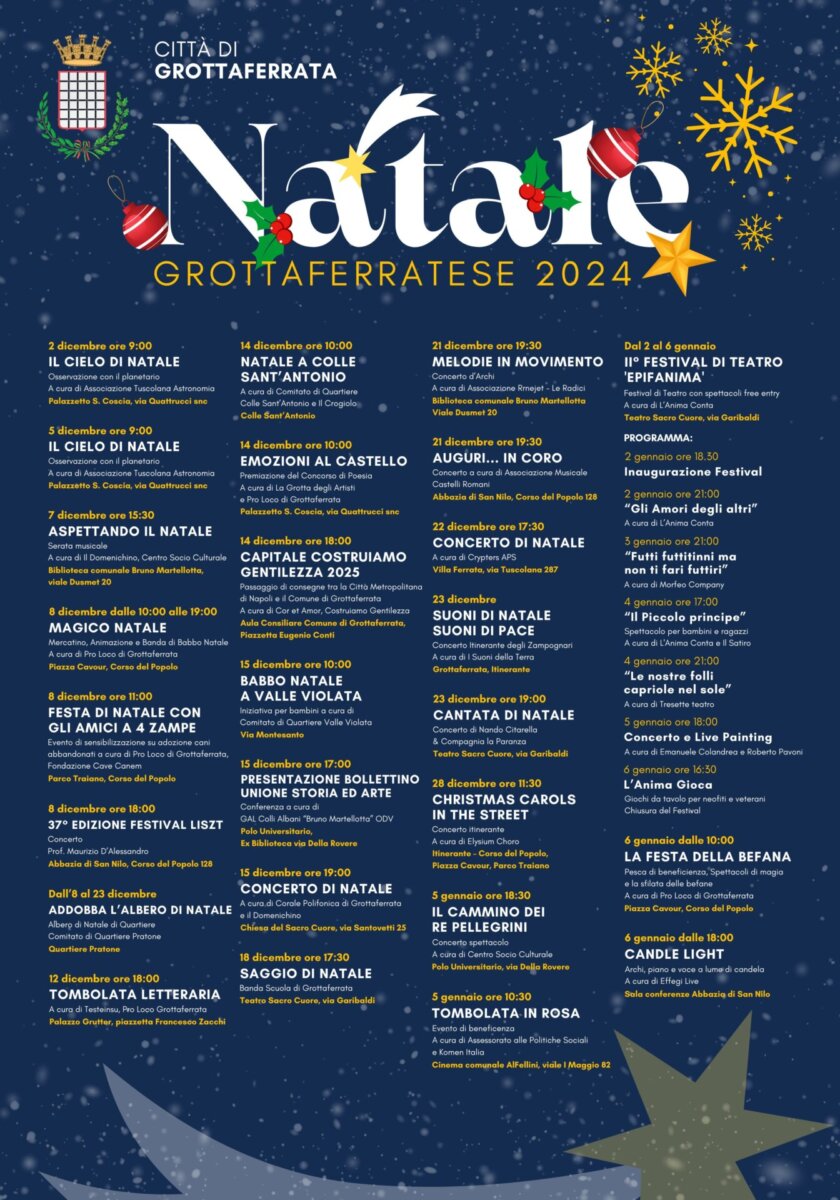 Locandina eventi del Natale Grottaferratese 2024