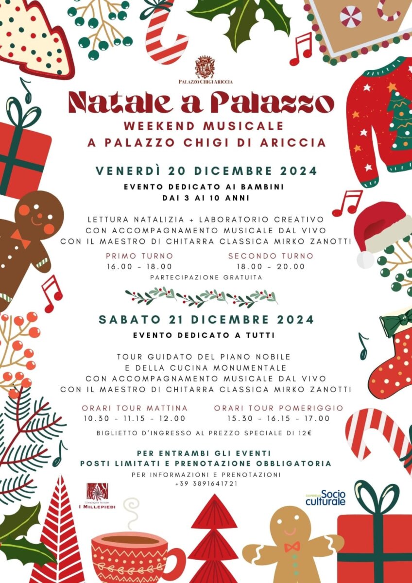 Locandina "Natale a Palazzo", evento organizzato a Palazzo Chigi di Ariccia.