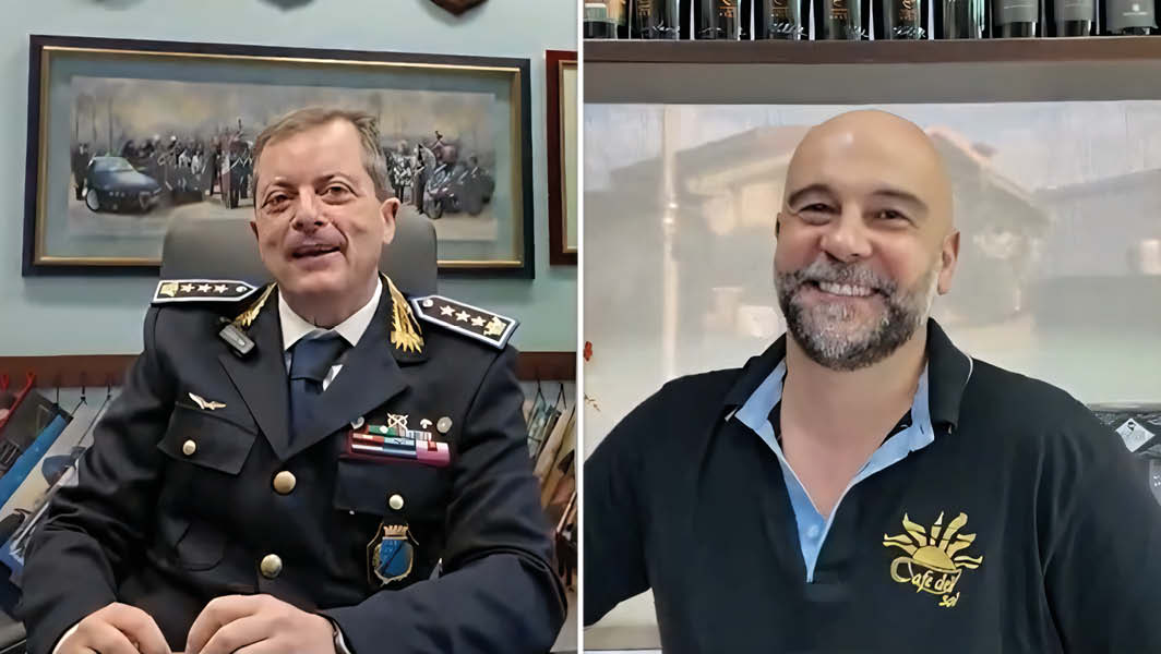 Roberto Antonelli, comandante della polizia locale di Ciampino, e Stefano Di Sarra, commerciante dell’Acqua Acetosa, ritratti durante l’intervista sulla nuova viabilità del quartiere.