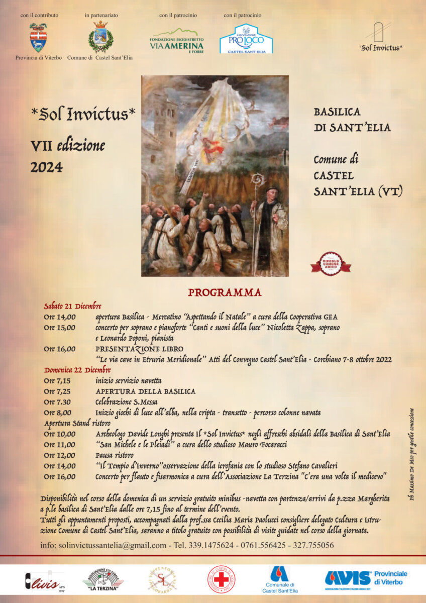 Programma della VII edizione di Sol Invictus, con la collaborazione dell'Associazione Culturale "La Terzina".